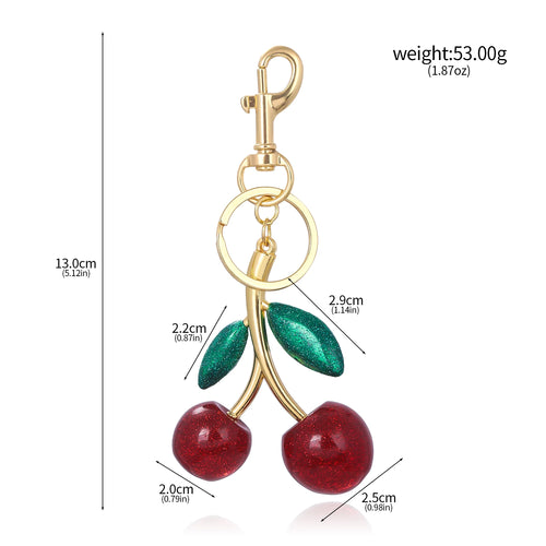 Fashion Delicious Red Cherry Keychain Summer Fruits Cherries Pendant