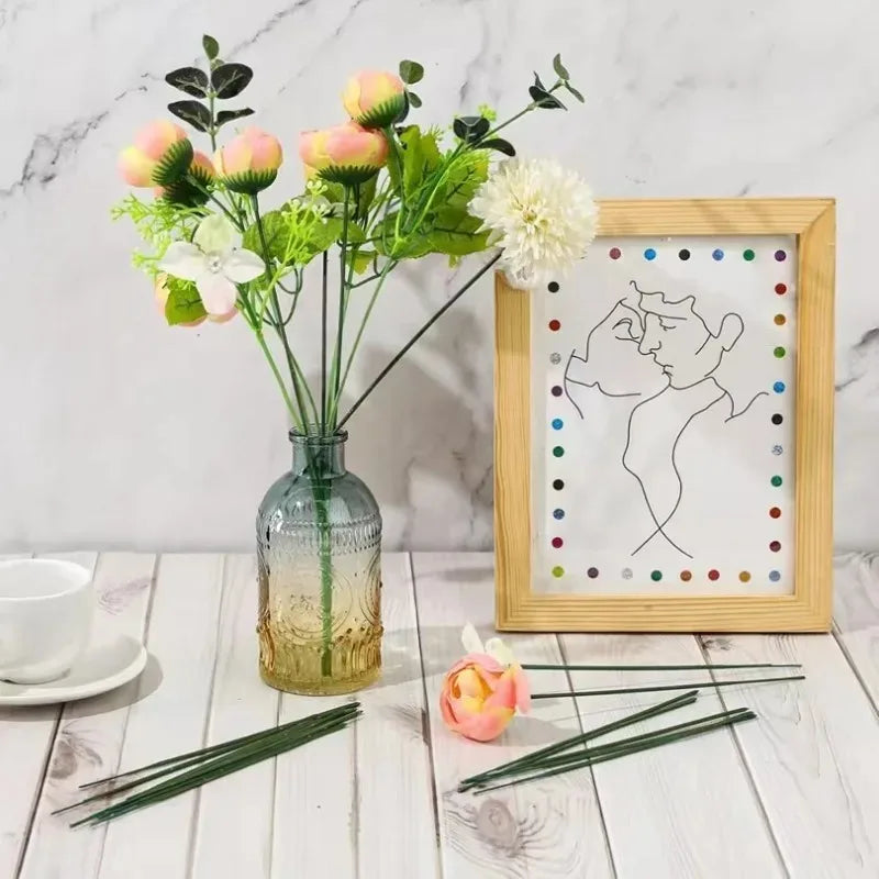 100/500/1500pcs 40cm Floral Stem Wire Crafts Dark Green Wire For