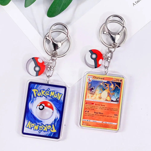 Pokémon Card Cute Acrylic Car Keychain Accessories Pikachu Charizard