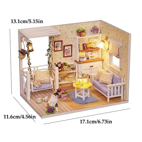 Kitten Mini Doll House 3D Puzzle Assembly Model Building Kit Creative