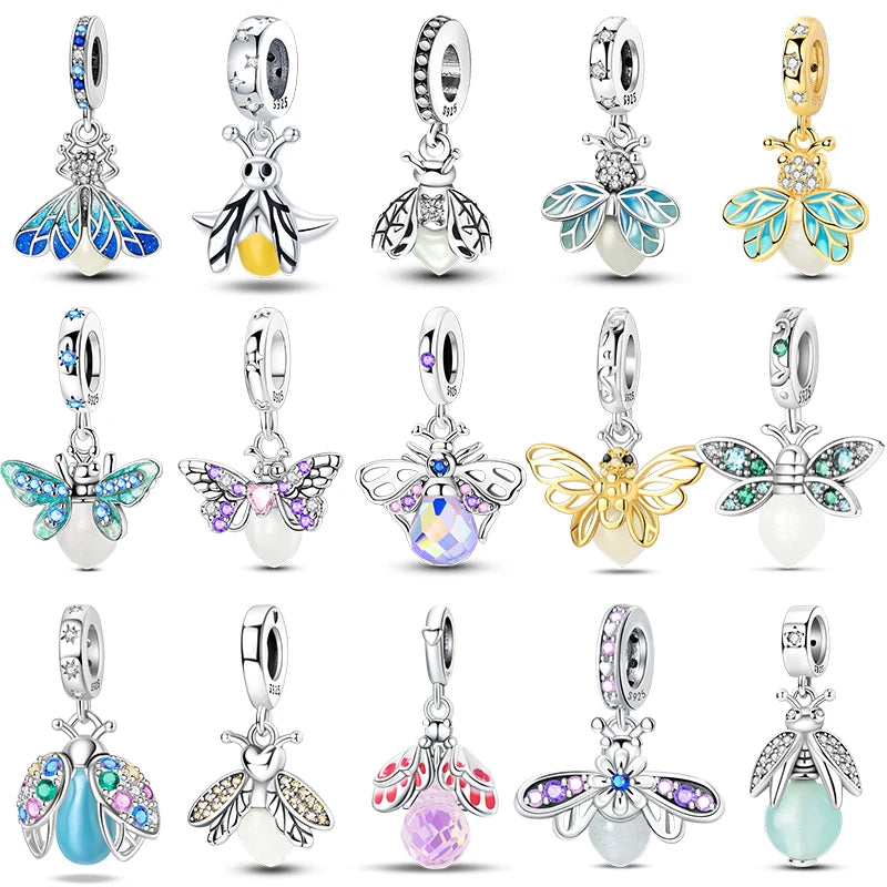 Fit Original 925 Sterling Silver Charms Beads Luminous Firefly Charms