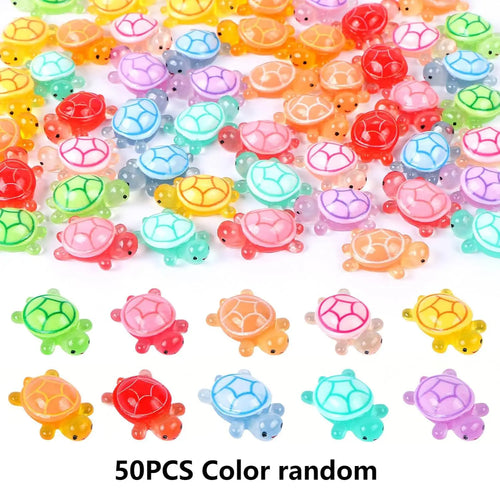 50/100 Pcs Cute Mini Luminous Turtle Ornaments Glowing in The Dark