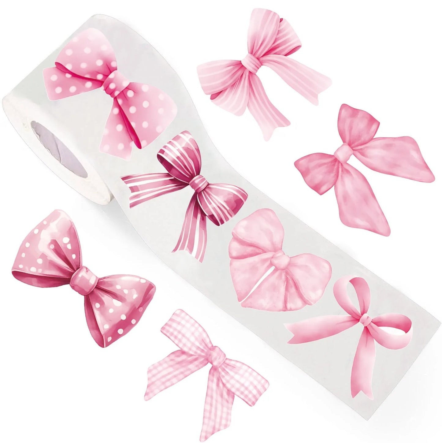 500pcs/roll Pink Bow Seal Stickers, Cute Gift Box Blessing Stickers,