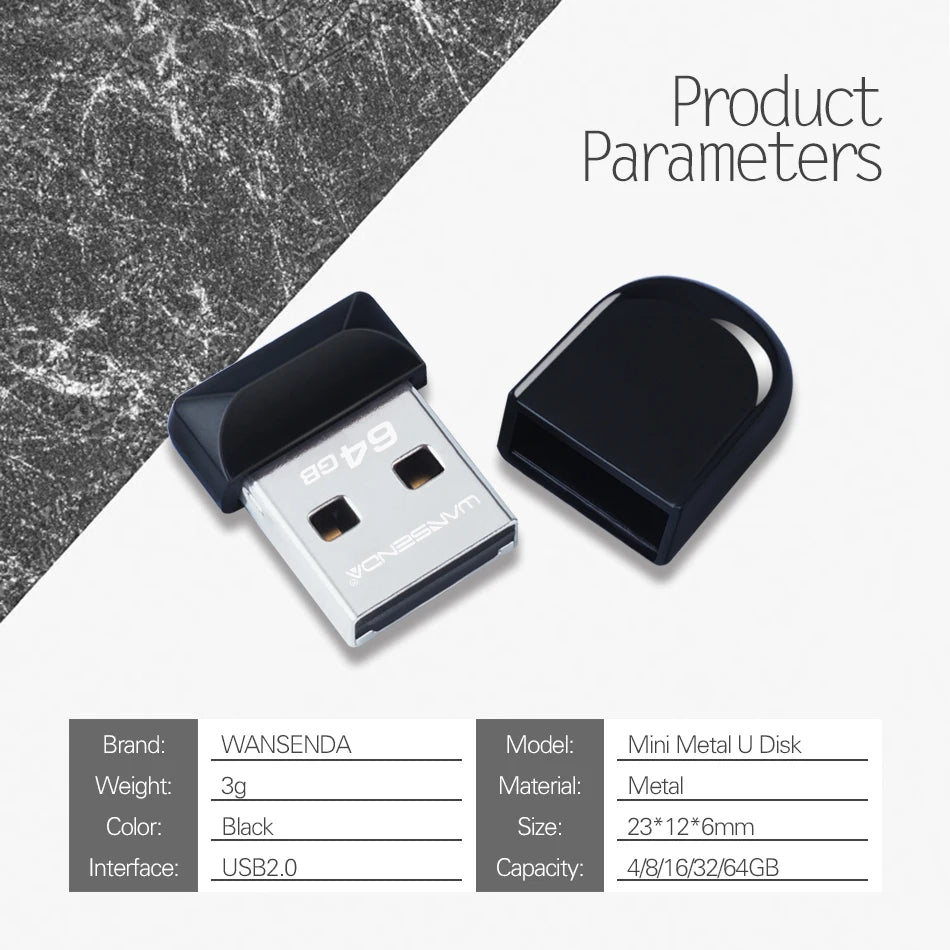 WANSENDA Super Mini USB Flash Drive Waterproof Pendrive 64GB 32GB 16GB