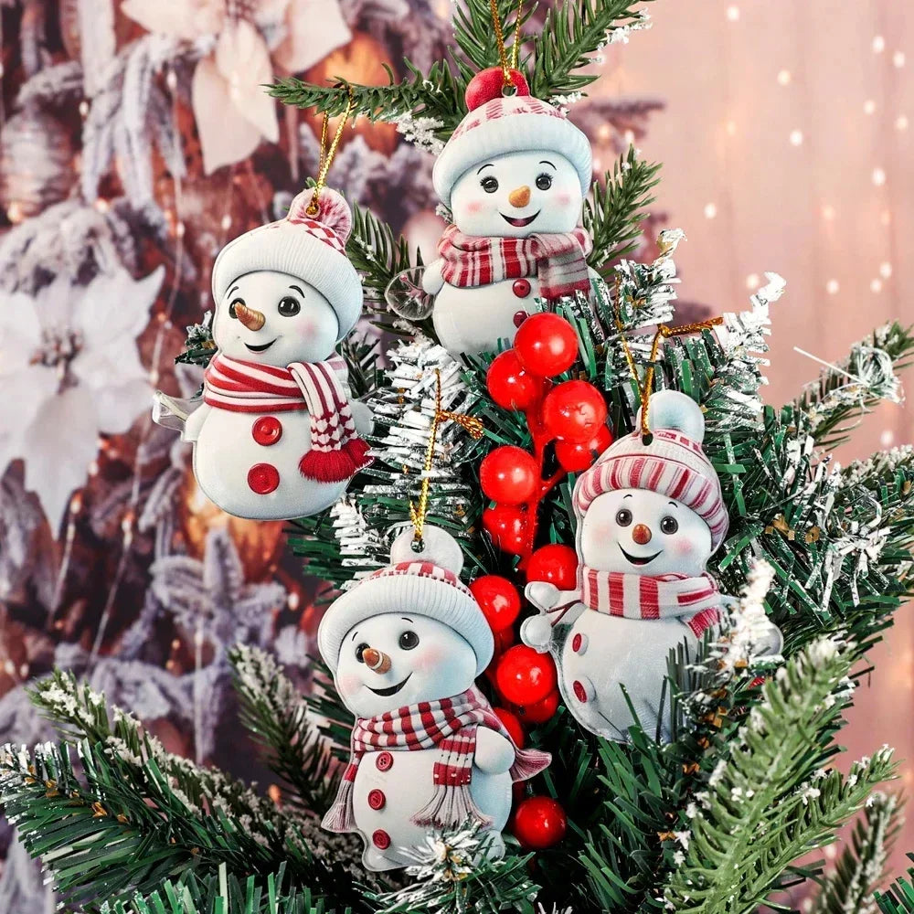 Runtow 5pcs Christmas Cute Snowman Decoration Pendants for Winter