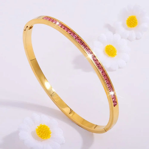 ZAKOL 5/1pcs Sparkling Zirconia Inlaid Stainless Steel Bracelet Set