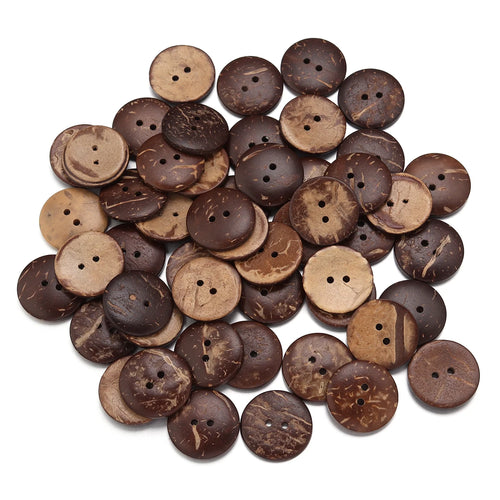 10-100Pcs Natural Coconut Shell Button Round 2-Holes Buttons for