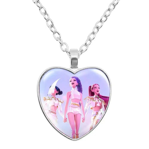 KPop Demon Hunters Heart Necklace - Rumi Zoey Mira Anime Film Alloy