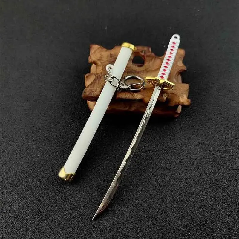 Mini Roronoa Zoro Samurai Sword Keychain Anime  Plastics Scabbard Key