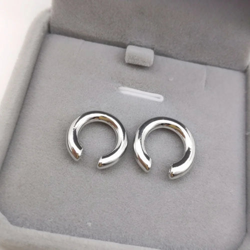 Minimalist Gold Color Round Earrings for Women Earcuff Women No