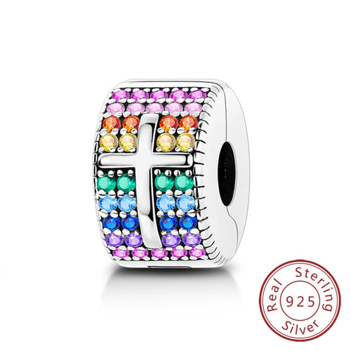 Fit Original Charms Beads 925 Sterling Silver Clip Charms Zircon