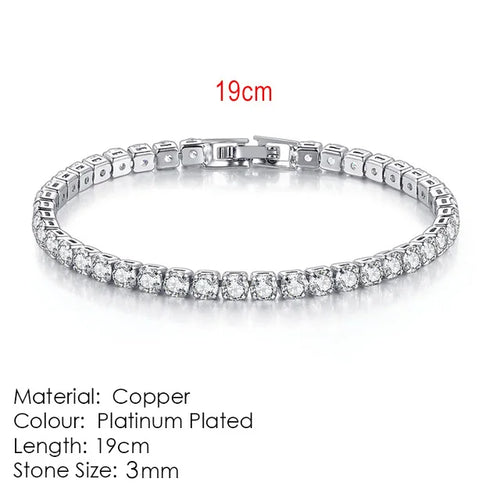 Silver Color 2.5/3/4/5mm Zircon Tennis Bracelet For Women Men Dazzling