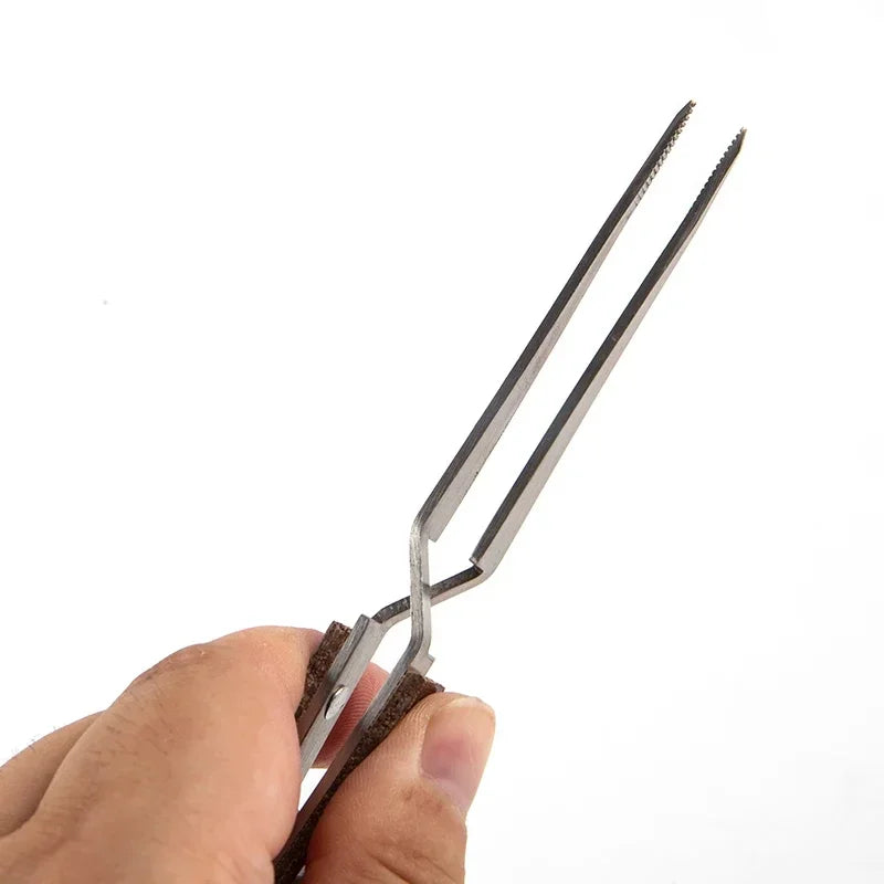 Stainless Steel Cross Locking Lock Tweezer Self Closing Jewelry