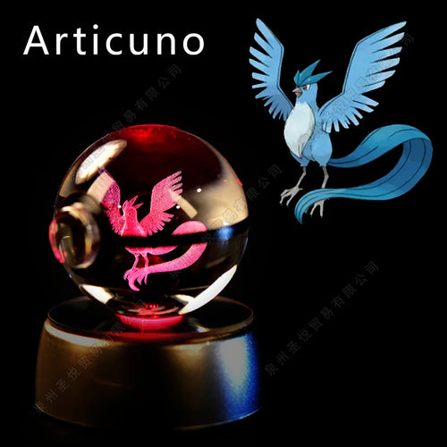 Pokemon Crystal Ball 3D Pikachu Gengar Mewtwo Night Light Lamp