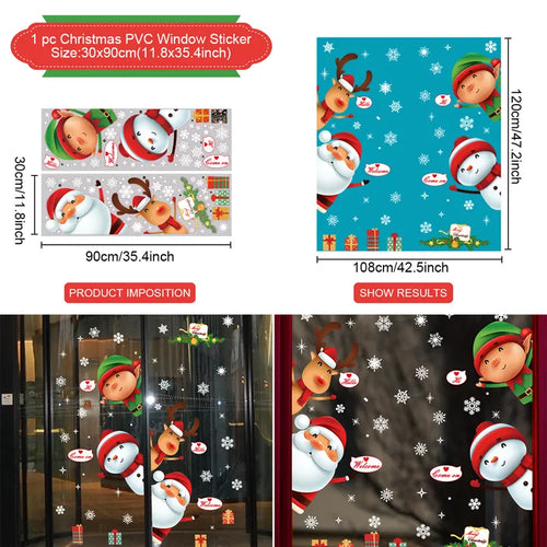 Christmas Window Sticker Merry Christmas Decorations For Home 2023