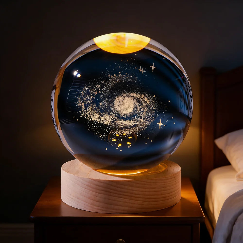 USB Unique 3D Crystal Ball Night Light Led Lamp Bedside Table Glowing