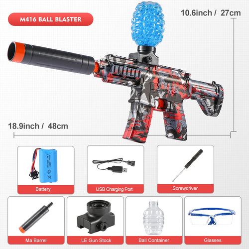 M416 Electric Ball Blaster Toy Gun - High-Speed, Metallic Finish,