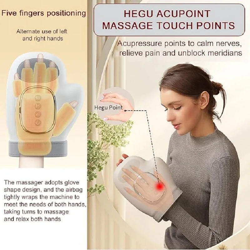 Cordless Hand Massager with Heat and Compression Electric Portable
