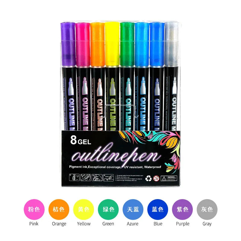 8/12/24/36/48 colors Double-line Outline pen contour pen Dream flash