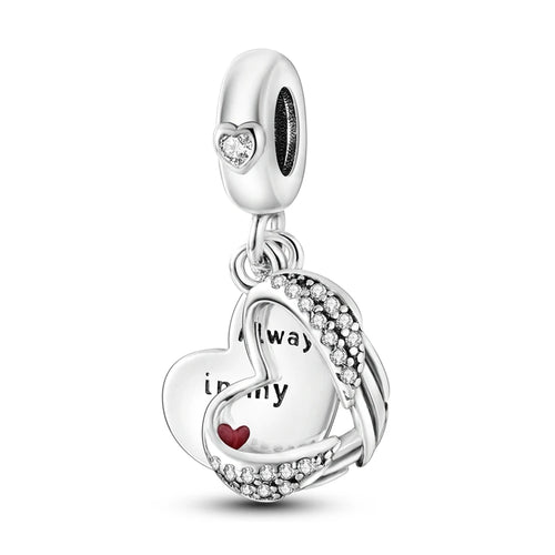 Charms Beads 925 Sterling Silver Tree of Life Peach Heart Sweet Love