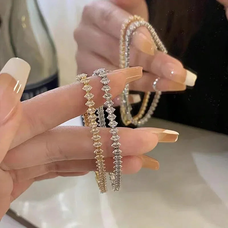 Luxury Roman Crystal Geometric Chain Bracelets for Women Trendy Goth