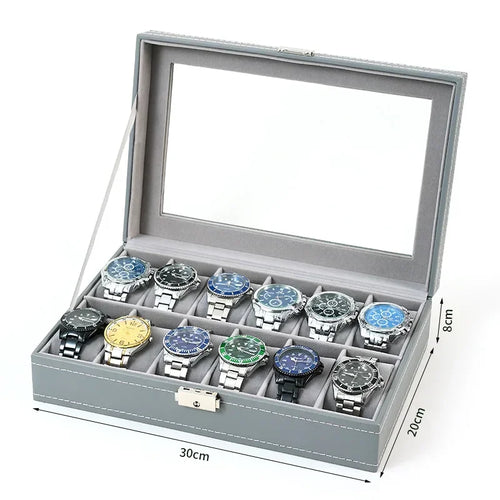 PU Leather watch box 2/3/4/5/6/8/10/12 Slots Watch Display Case For