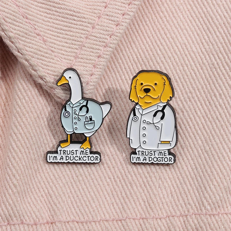 Trust Me I'm a Doctor Enamel Pin Animal Veterinarian Plague Doctor