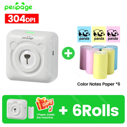 300DPI Peripage A6 58mm Mini Bluetooth Notes Label Sticker Printer