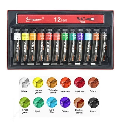 Acrylic Paint Set 12/24/30 Colours 12ml, Perfect for Canvas, Wood,