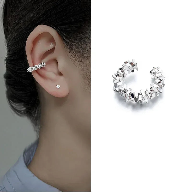 Hot 1 Pcs Irregular Star Clip Earrings For Women Fashion Simple No