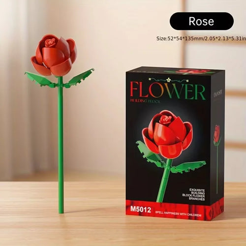 Building block flower set, DIY floral decoration kit, suitable for