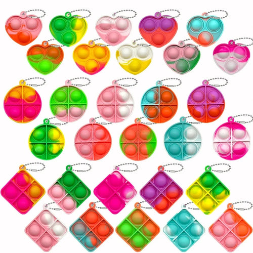 30PCS Pop Fidget Toys Mini Pop Keychains Toddler Toys Fidgets Pack