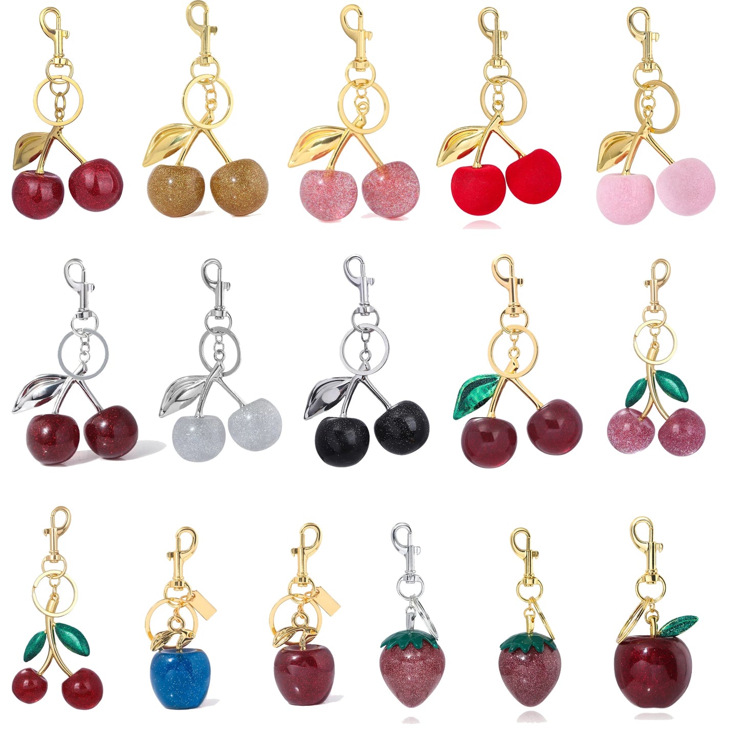 Fashion Delicious Red Cherry Keychain Summer Fruits Cherries Pendant