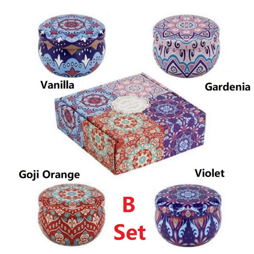 1/4PCS Vintage Scented Candles Soy Wax Candle Jars Flower Fragrance