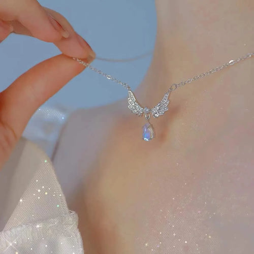 Y2K Purple Crystal Heart Pendant Necklace Women Sweet Cool Girl Punk