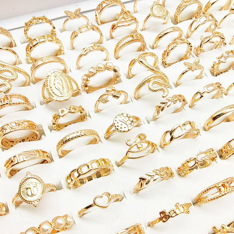 30pcs/Lot Mix Style Pearl Silver Color Finger Rings Animal Snake Chain