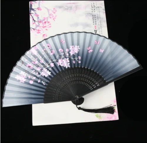 Retro Style Folding Fan Female Japanese Pattern Retro Cloth Art Craft