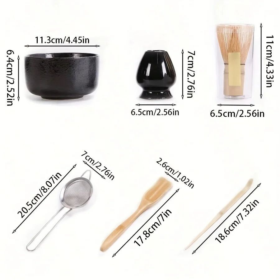 6PCS/Set Japanese-style Matcha Bowl , Spoon, Tea Whisk, Sieve Mesh,