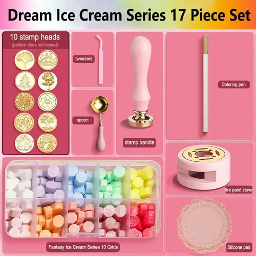Wax Seal Stamp Set Lacquered Stamp Sealing Wax Kit DIY Craft Supplies