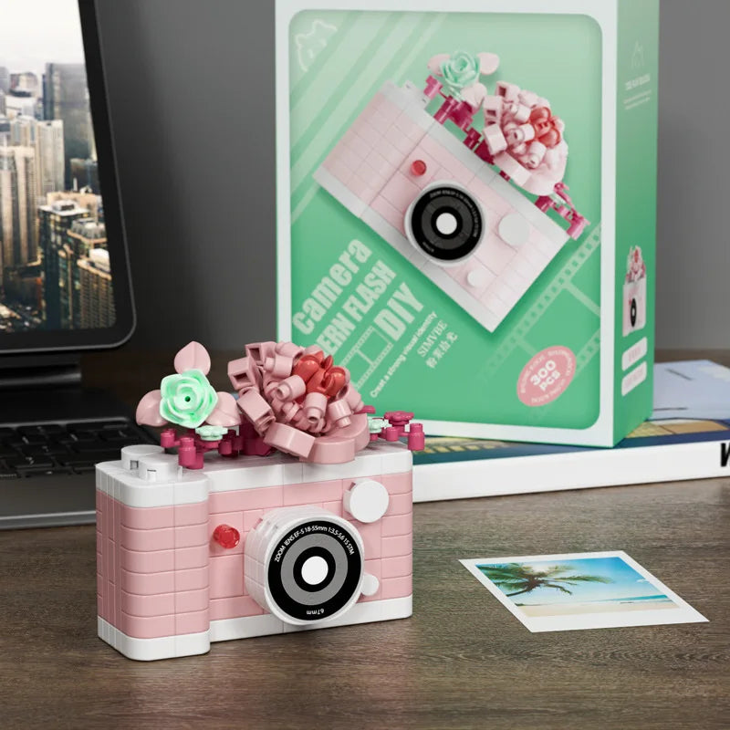 SLR Camera Mirror Flower Model Building Block Set - Creative Trendy