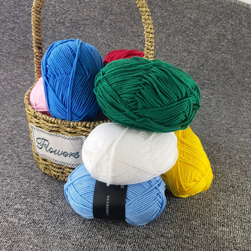 40-50g/Set 4ply Milk Cotton(80%) Knitting Yarn Needlework Dyed Lanas