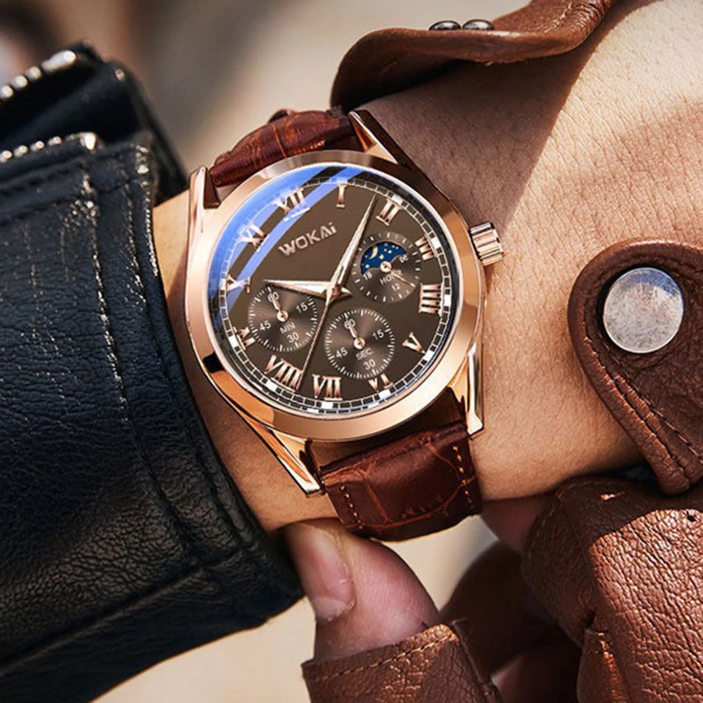 Fashion Men Luxury Watches Mens Business PU Leather Quartz Watch Gifts