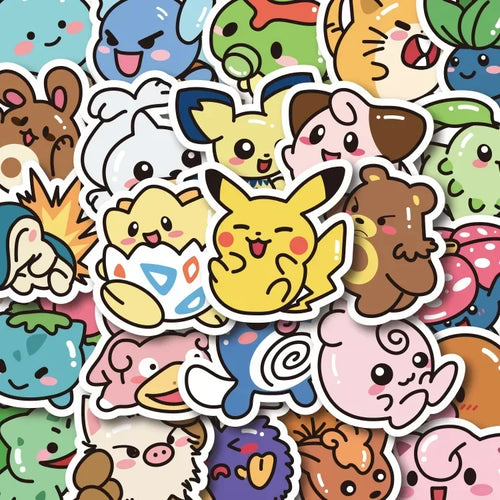 50PCS Kawaii Anime Pokemon Stickers Pikachu Decals DIY for Laptop