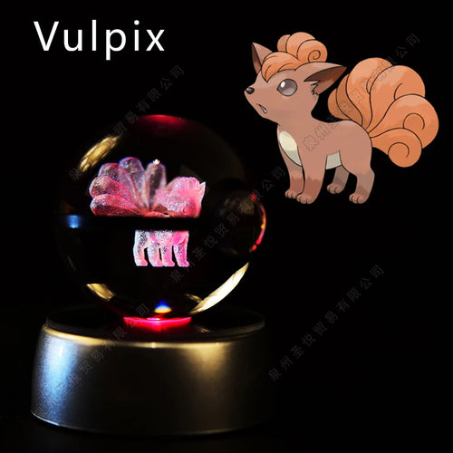 Pokemon Crystal Ball 3D Pikachu Gengar Mewtwo Night Light Lamp