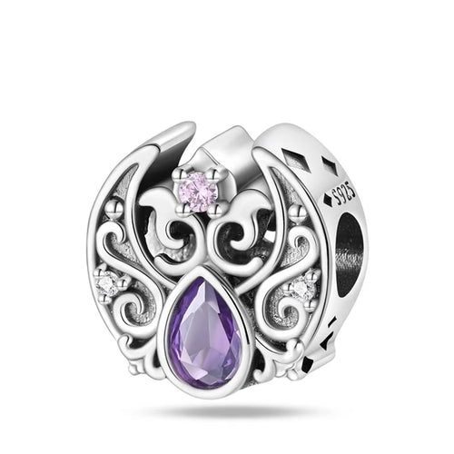 Classic Silver Plated Lotus Guardian Angel Heart-Shaped Zircon Charms