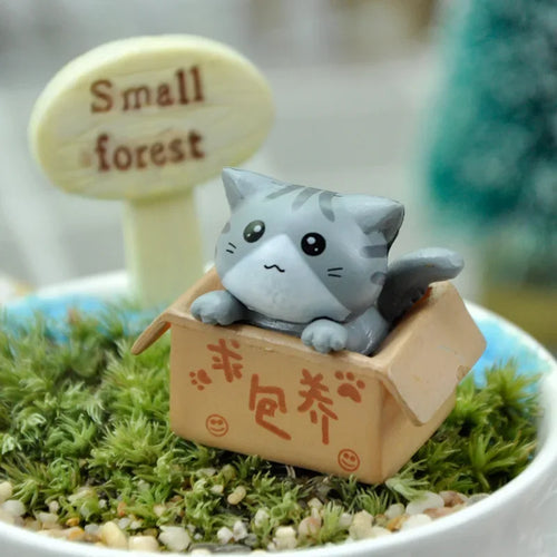 Kawaii Mini Cat Ornament Garden kitten statue Gift For Kids Children