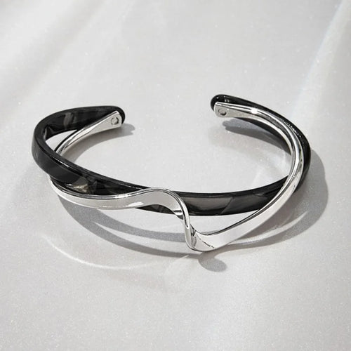White Shellfish Bracelets Board Bend Metal Bangles Womens Hand