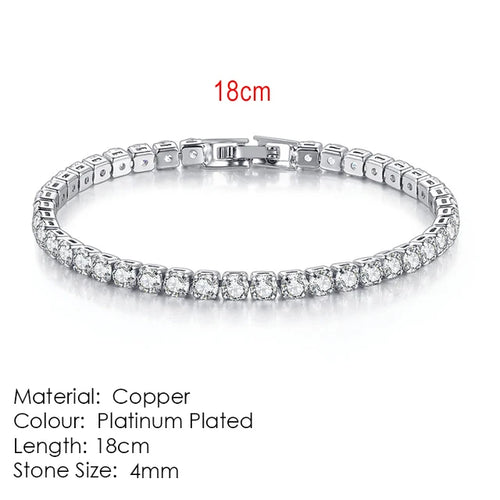 Silver Color 2.5/3/4/5mm Zircon Tennis Bracelet For Women Men Dazzling