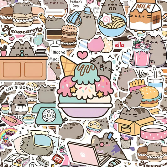 10/30/60pcs Cute Chunky Cat Animal Stickers for Kids Graffiti