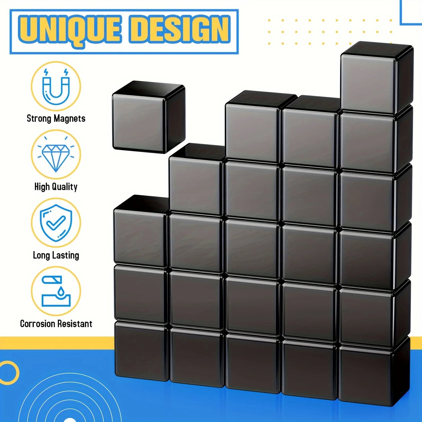 Square magnets, Great Pull Force, Perfect for Fridge, Garage, Kitchen,